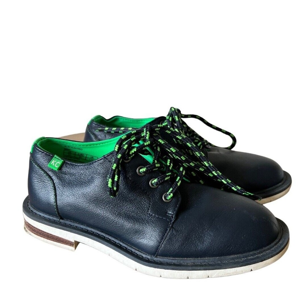 Kenneth Cole Boys Klay Flex Neo Dress Shoes Sz 13 Lace Up Leather Blue Green